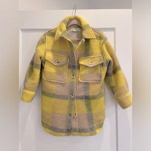 Zara Girls Yellow Plaid Shirt Jacket